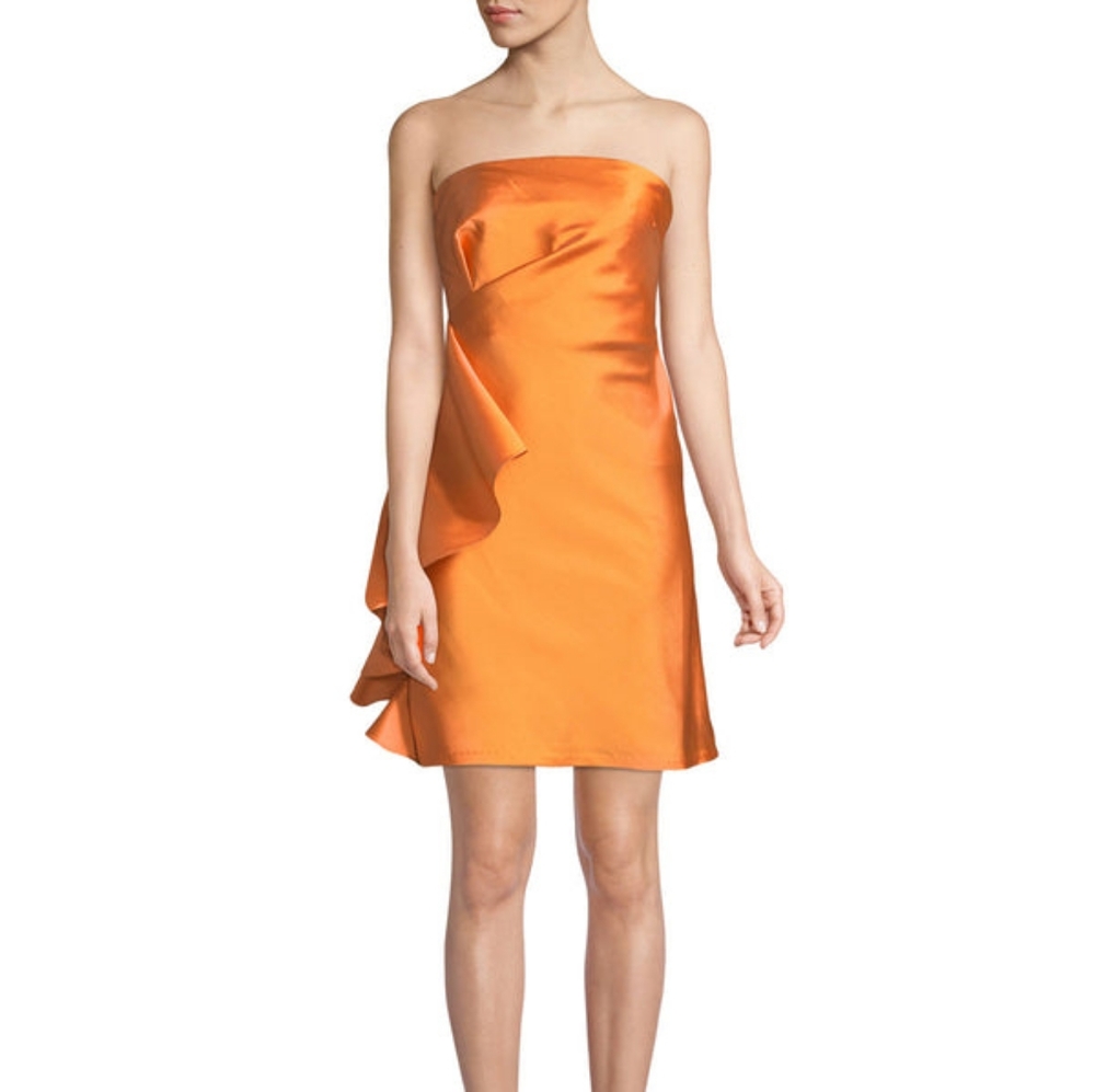 Sachin & Babi Strapless Side-Ruffle Mini Dress